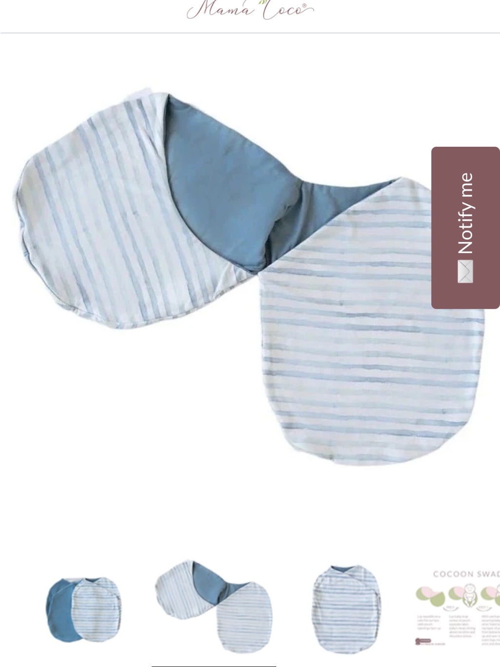Mama Coco Blue Stripe Baby Swaddle -Xsmall — image 2 of 5